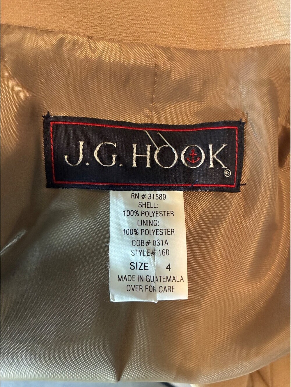 J.G. Hook Womens Size 4 Tan Brown Polyester Blazer Jacket Coat Lined Button - Picture 6 of 7